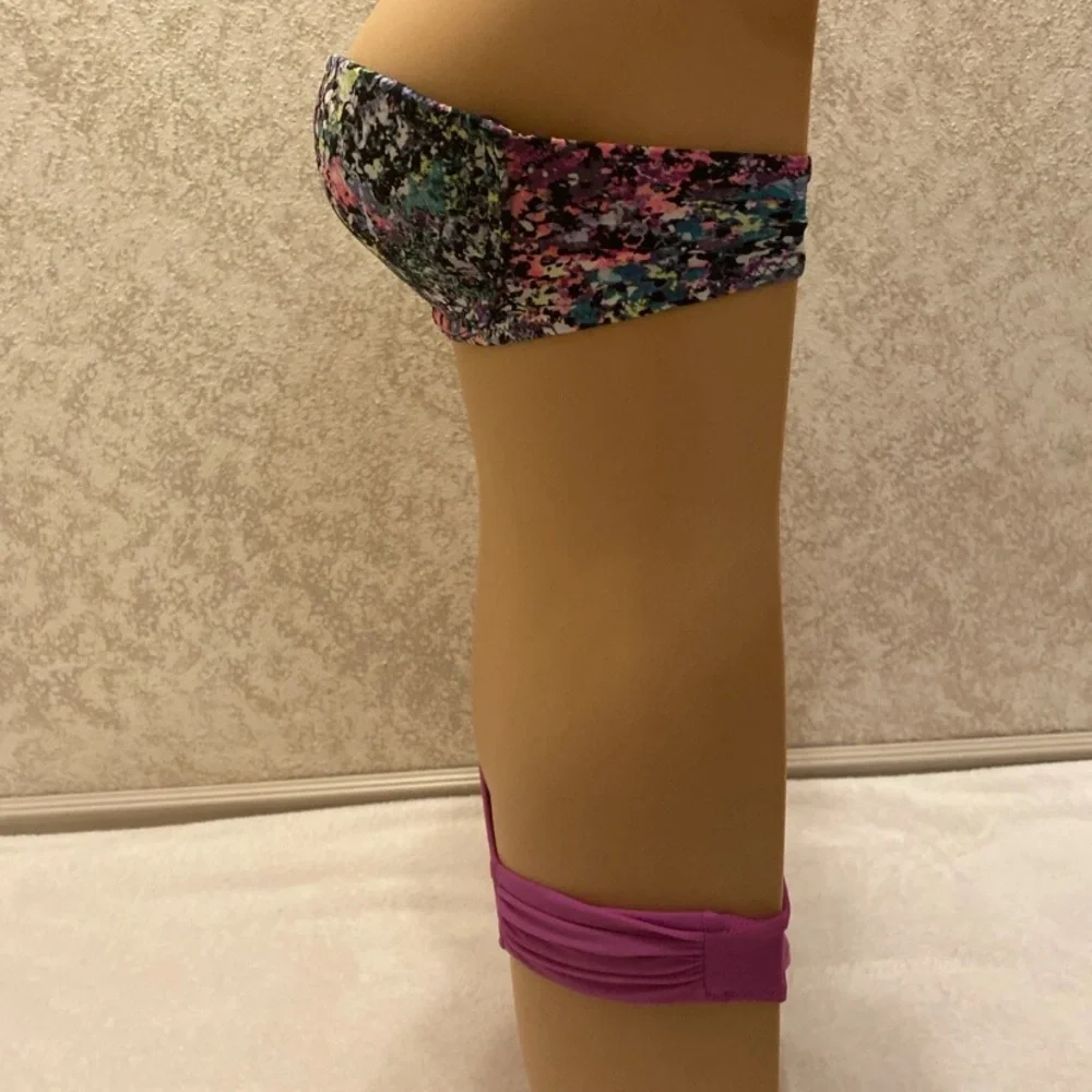 Victoria's Secret Multicolor Paint Splatter Bikini with Pink Bottom